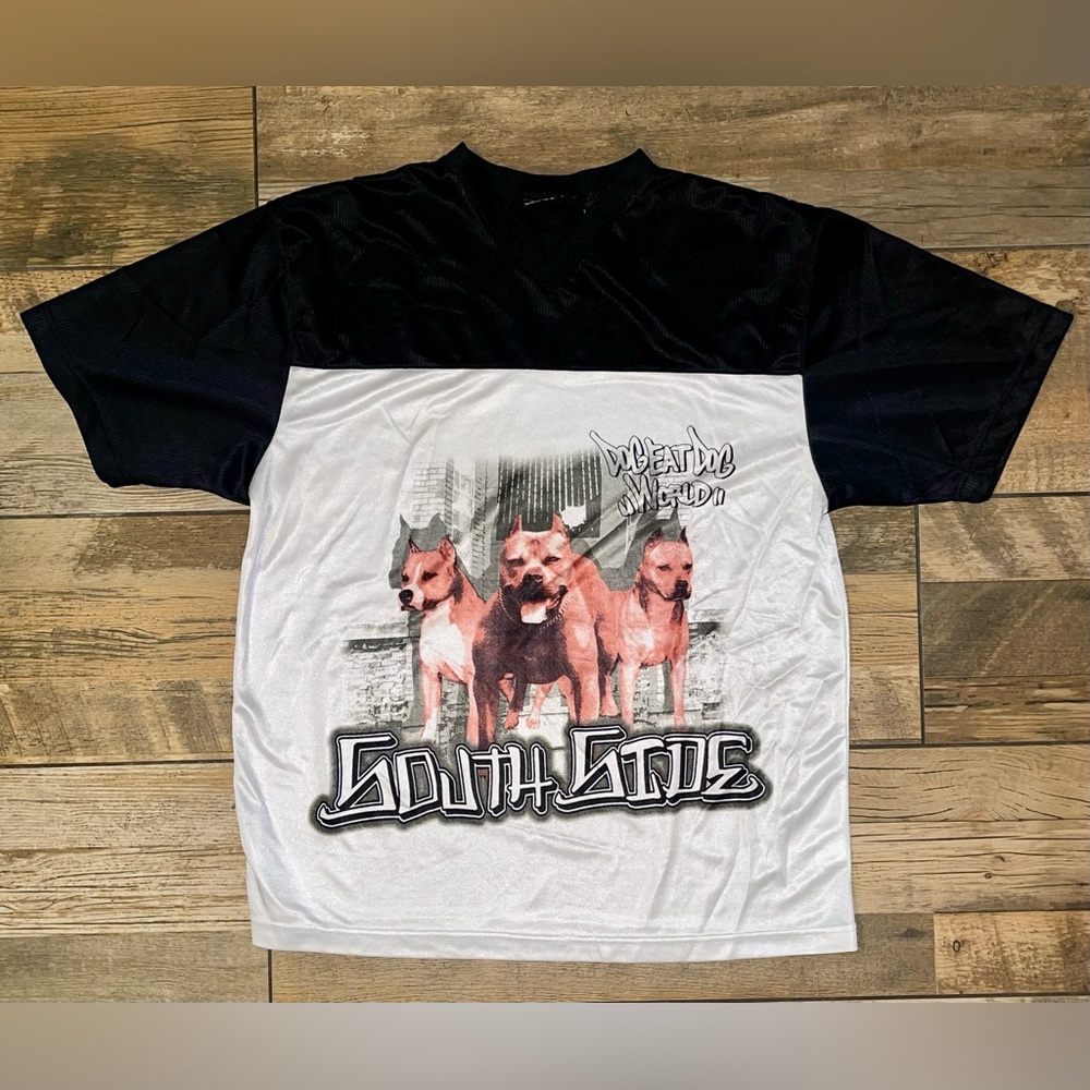 No Boundaries Hip-Hop Streetwear South Side Shirt V-neck Pitbulls Size Junior L